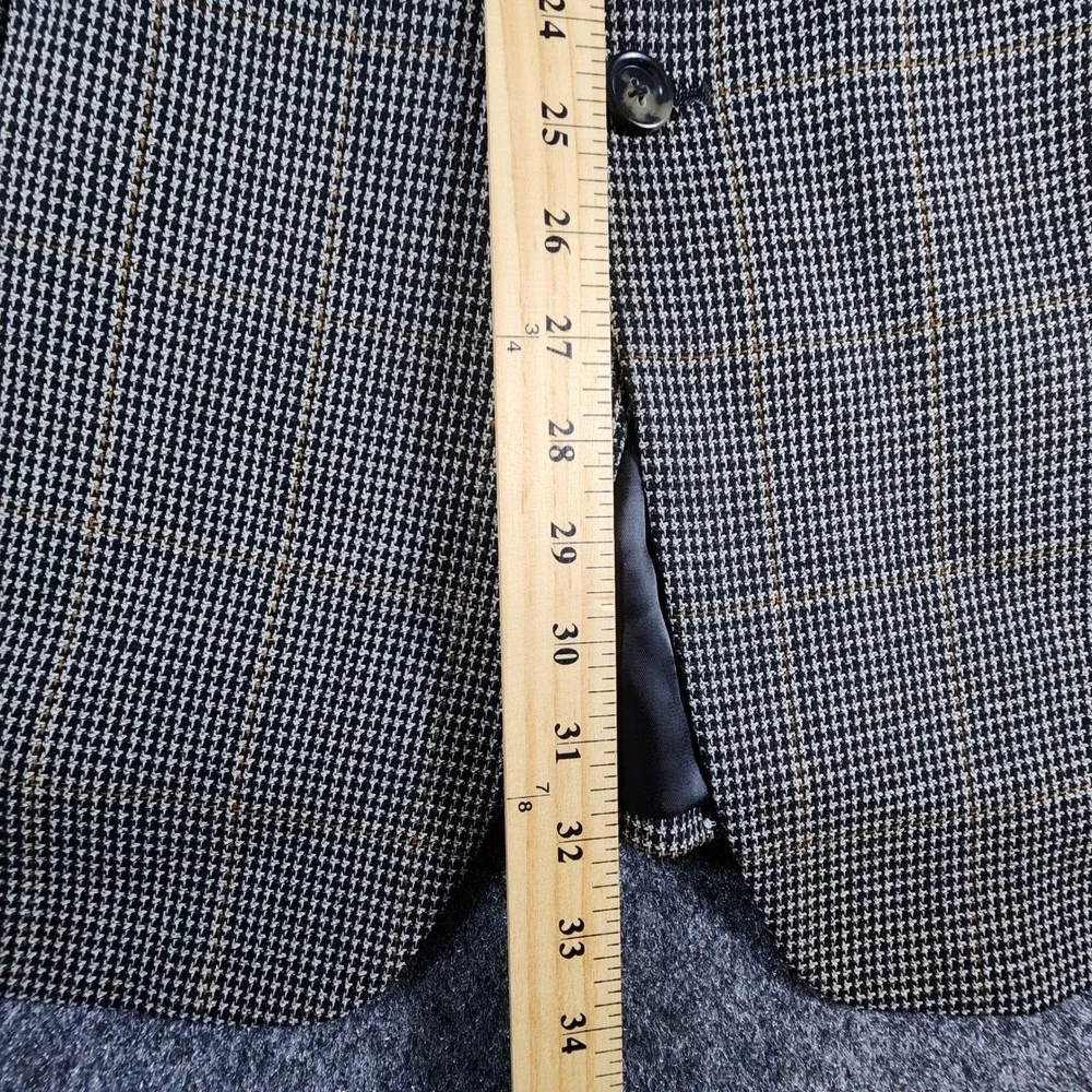 Jos. A. Bank Sport Coat Mens 48R Brown Silk Wool Houndstooth Windowpane Blazer